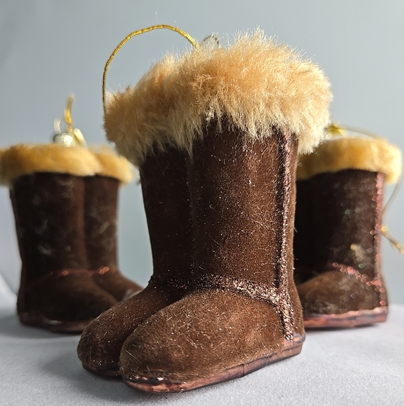 Kurt Adler Christmas Tree glass ornaments set of 3 Boots With The Fur - Picture 1 of 6